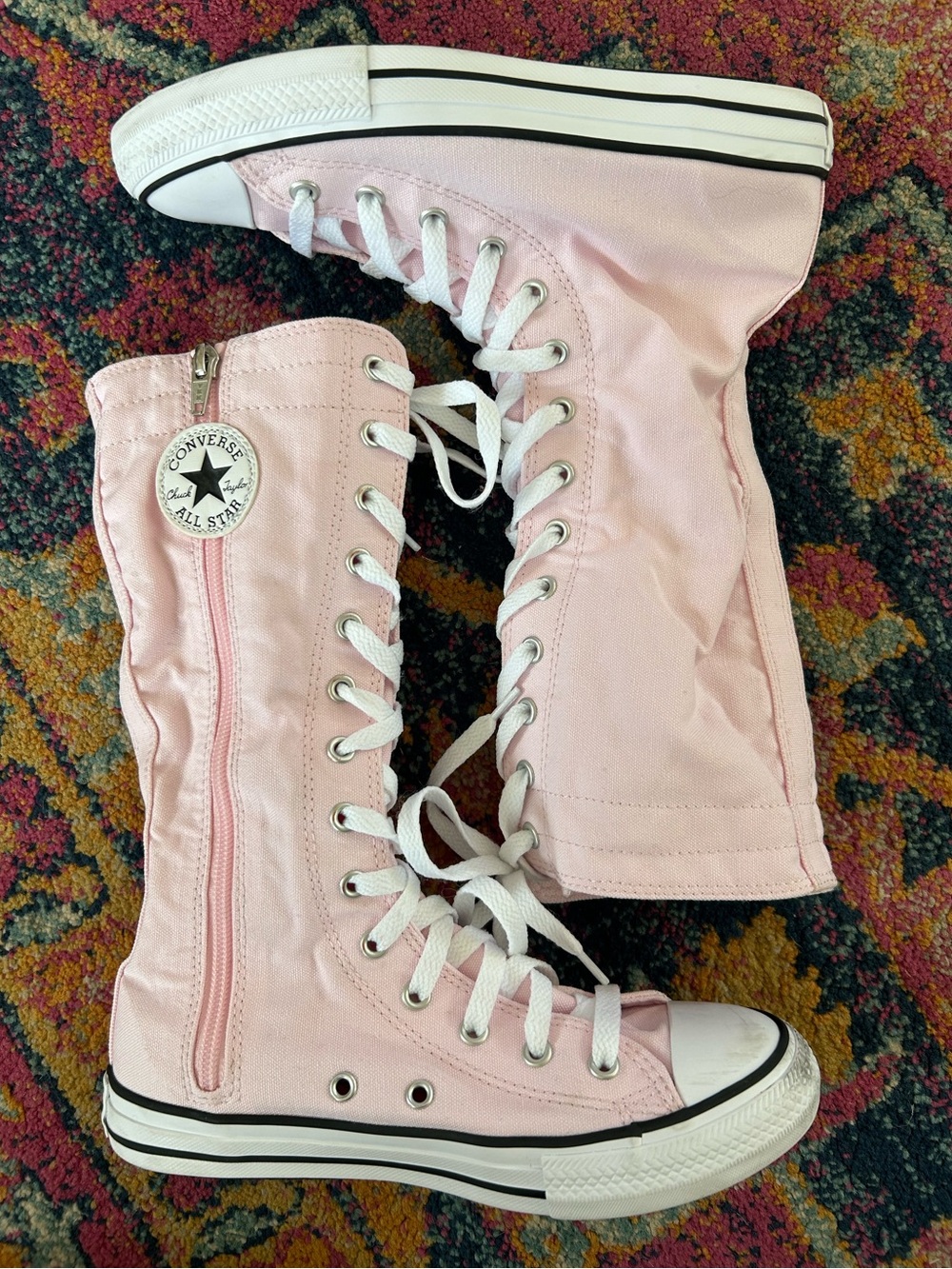 Converse | Youth Pink High Top All Star Canvas XX Side Zip Calf High Sneakers 3 - Picture 4 of 15